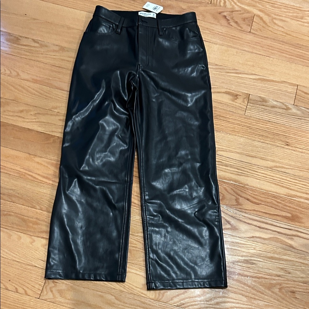 Abercrombie & Fitch patent leather Black Wide Leg Pants